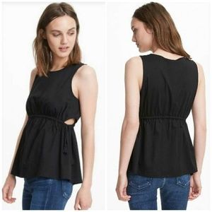 🆕 Club Monaco Black Blouse. Adjustable Waist with Tassel Drawstrings. NWT
